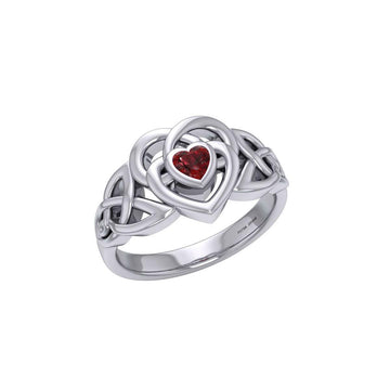 Celtic Knotwork Heart Ring With Heart Gemstone TRI2381 - Jewelry